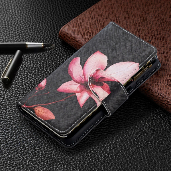 For Samsung Galaxy A32 5G Colored Drawing Pattern Zipper Horizontal Flip Leather Case with...(Lotus)