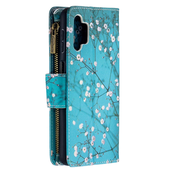 For Samsung Galaxy A32 5G Colored Drawing Pattern Zipper Horizontal Flip Leather Ca...(Plum Blossom)