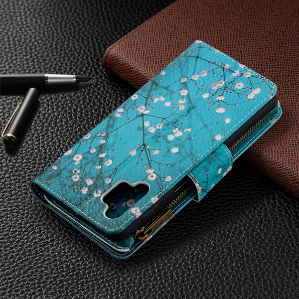 For Samsung Galaxy A32 5G Colored Drawing Pattern Zipper Horizontal Flip Leather Ca...(Plum Blossom)
