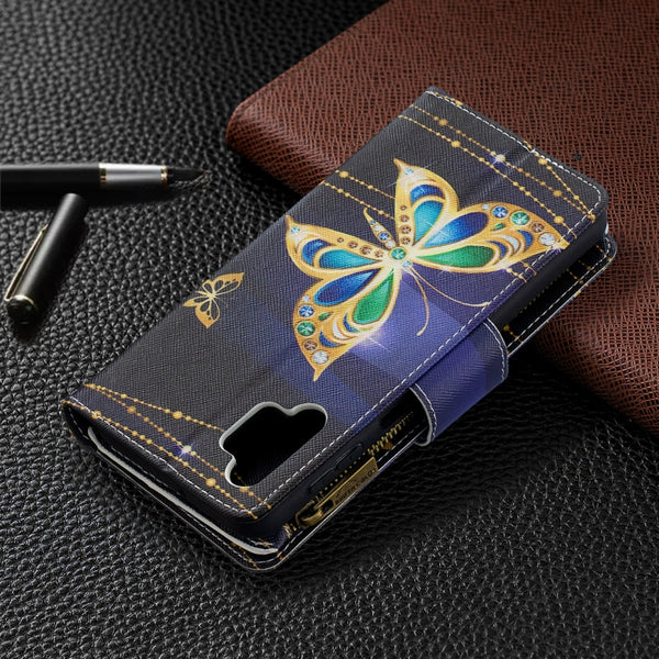 For Samsung Galaxy A32 5G Colored Drawing Pattern Zipper Horizontal Flip Leather C...(Big Butterfly)