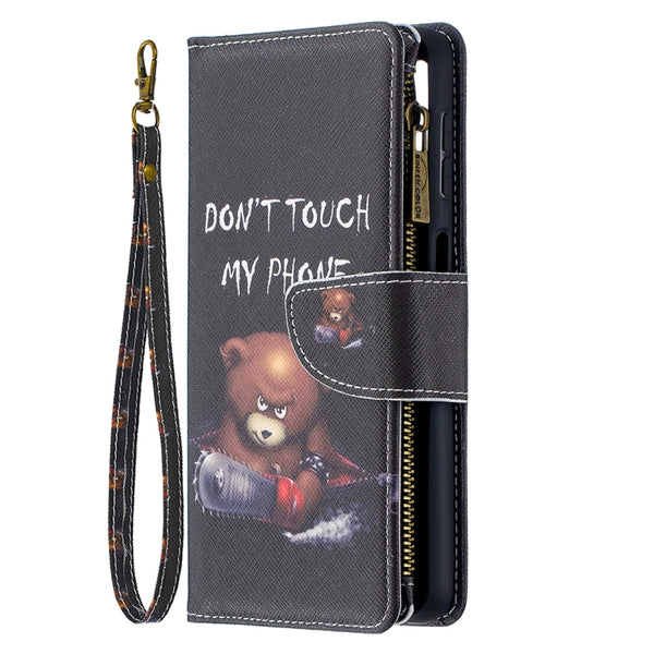 For Samsung Galaxy A32 5G Colored Drawing Pattern Zipper Horizontal Flip Leather Case with ...(Bear)