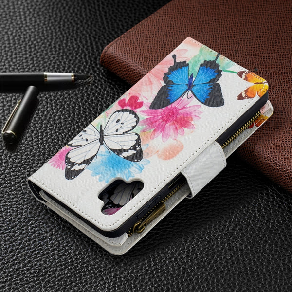 For Samsung Galaxy A32 5G Colored Drawing Pattern Zipper Horizontal Flip Leather...(Two Butterflies)