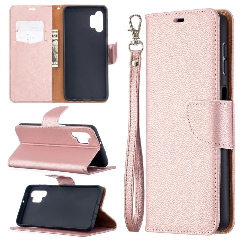 For Samsung Galaxy A32 5G Litchi Texture Pure Color Horizontal Flip PU Leather Case wi...(Rose Gold)