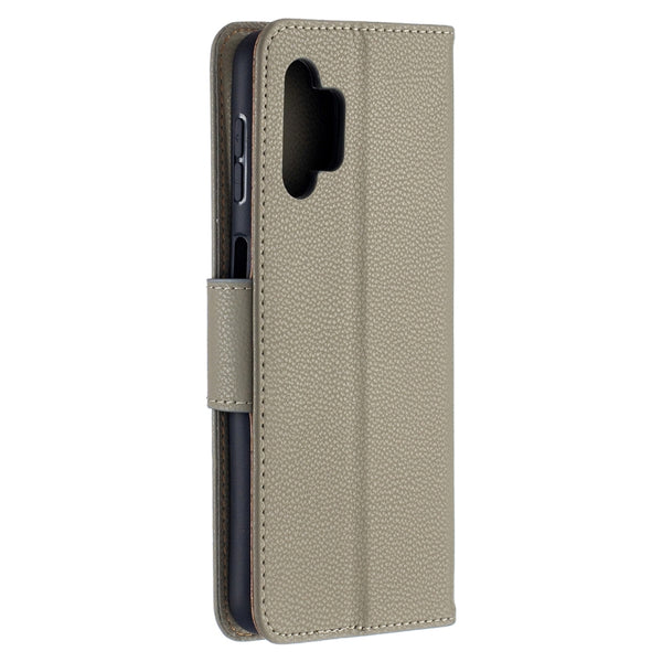 For Samsung Galaxy A32 5G Litchi Texture Pure Color Horizontal Flip PU Leather Case with Ho...(Grey)