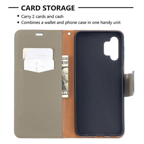For Samsung Galaxy A32 5G Litchi Texture Pure Color Horizontal Flip PU Leather Case with Ho...(Grey)