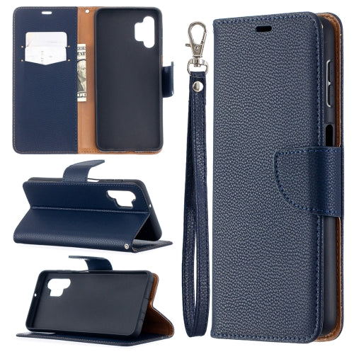 For Samsung Galaxy A32 5G Litchi Texture Pure Color Horizontal Flip PU Leather Case wi...(Dark Blue)