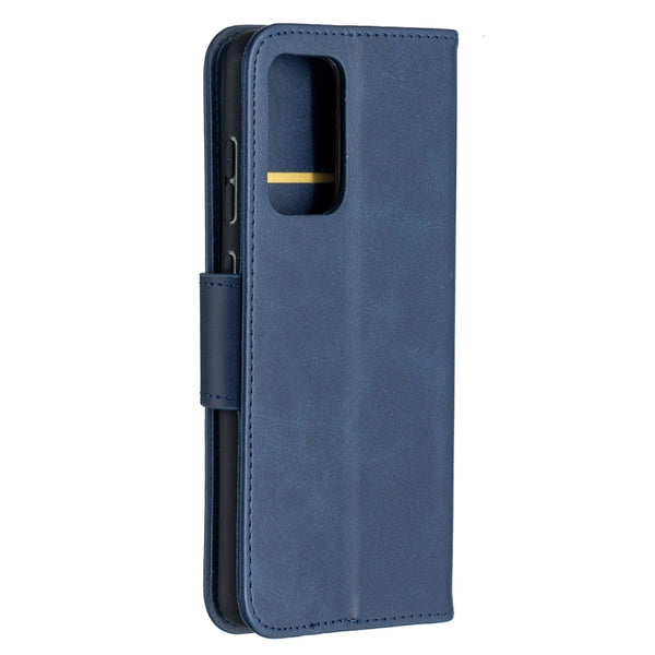 For Samsung Galaxy A52 5G Retro Lambskin Texture Pure Color Horizontal Flip PU Leather Case...(Blue)