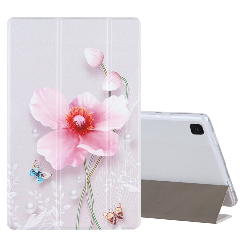 For Samsung Galaxy Tab A7 10.4 (2020) Coloured Drawing Pattern Horizontal Flip Leat...(Pearl Flower)