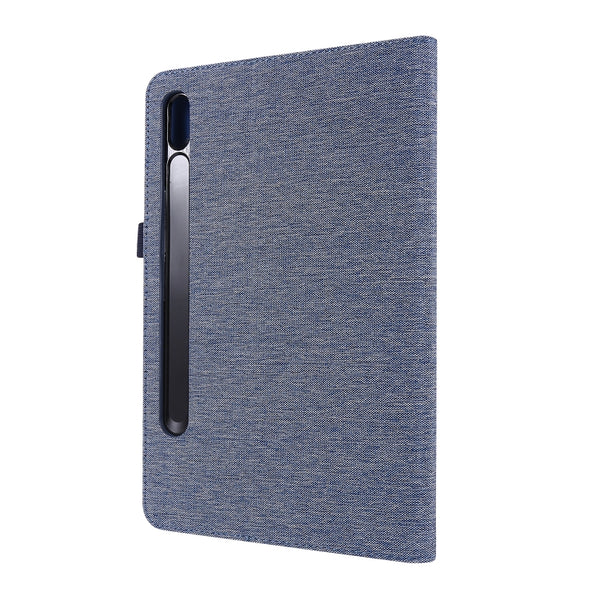 For Samsung Galaxy Tab S8 Tab S8 Plus Tab S7 FE Tab S7 T970 Horizontal Flip TPU Fabric...(Dark Blue)