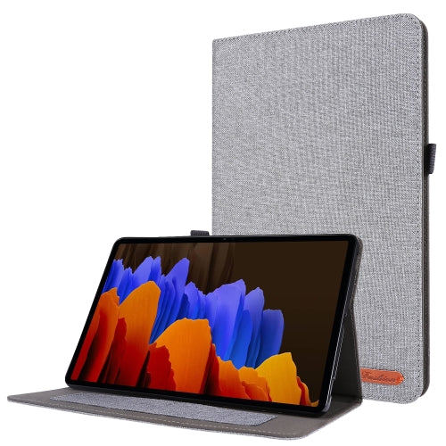 For Samsung Galaxy Tab S8 Tab S8 Plus Tab S7 FE Tab S7 T970 Horizontal Flip TPU Fabric PU L...(Grey)