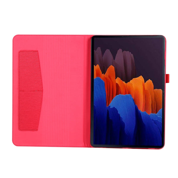 For Samsung Galaxy Tab S8 Tab S8 Plus Tab S7 FE Tab S7 T970 Horizontal Flip TPU Fabric PU Le...(Red)