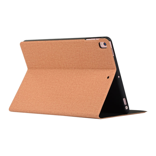 For iPad 10.2 2021 2020 2019 Voltage Craft Cloth TPU Protective Case with Holder(Gold)