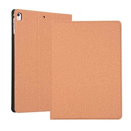 For iPad 10.2 2021 2020 2019 Voltage Craft Cloth TPU Protective Case with Holder(Gold)