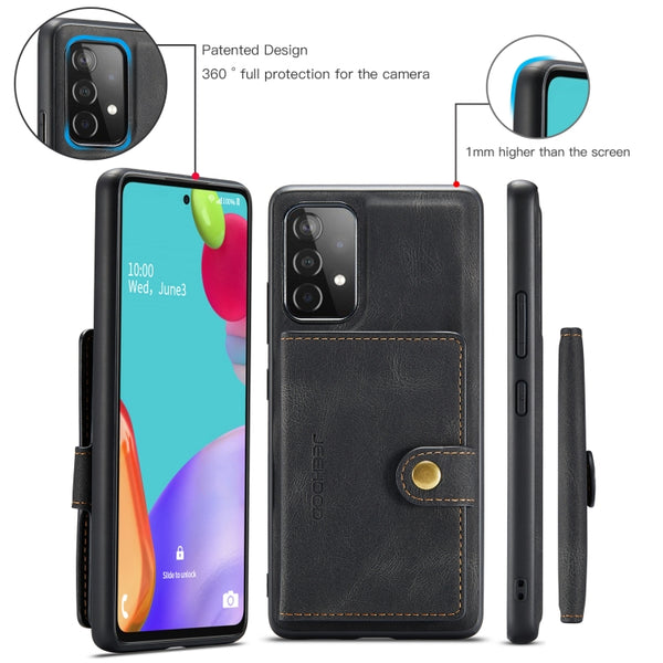 For Samsung Galaxy A52 5G 4G JEEHOOD Retro Magnetic Detachable Protective Case with Wallet...(Black)
