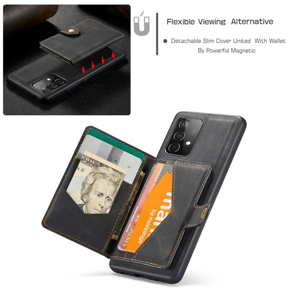 For Samsung Galaxy A52 5G 4G JEEHOOD Retro Magnetic Detachable Protective Case with Wallet...(Black)