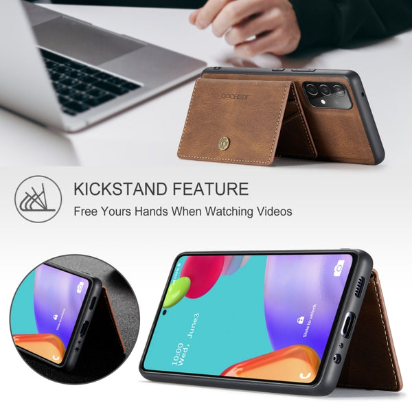 For Samsung Galaxy A52 5G 4G JEEHOOD Retro Magnetic Detachable Protective Case with Wallet...(Brown)