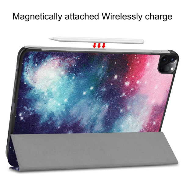 For iPad Pro 11 2022 2021 Colored Drawing Horizontal Flip PC PU Leather Tablet Case wi...(Milky Way)