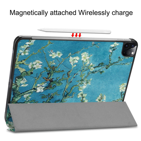 For iPad Pro 11 2022 2021 Colored Drawing Horizontal Flip PC PU Leather Tablet Ca...(Apricot Flower)