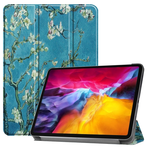 For iPad Pro 11 2022 2021 Colored Drawing Horizontal Flip PC PU Leather Tablet Ca...(Apricot Flower)