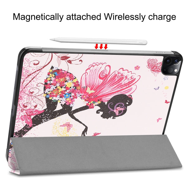 For iPad Pro 11 2022 2021 Colored Drawing Horizontal Flip PC PU Leather Tablet Case wit...(Elf Girl)