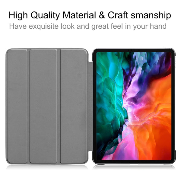 For iPad Pro 12.9 2022 2021 Custer Texture Horizontal Flip PU Leather Tablet Case with...(Dark Blue)