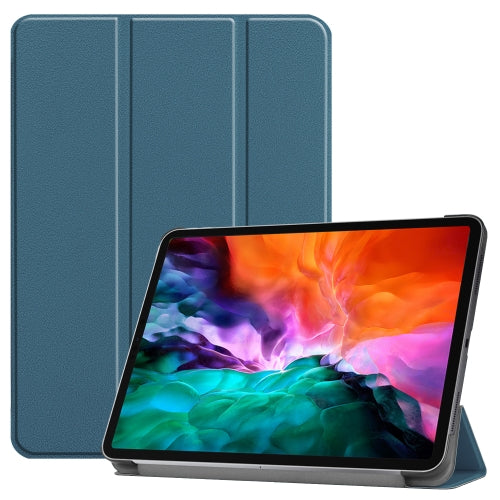 For iPad Pro 12.9 2022 2021 Custer Texture Horizontal Flip PU Leather Tablet Case wit...(Dark Green)