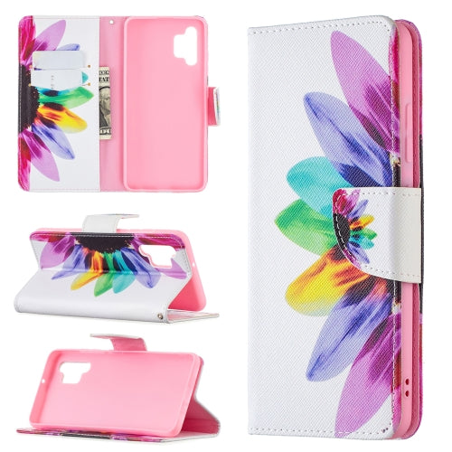 For Samsung Galaxy A32 4G Colored Drawing Pattern Horizontal Flip Leather Case with H...(Sun Flower)