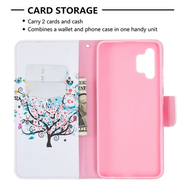 For Samsung Galaxy A32 4G Colored Drawing Pattern Horizontal Flip Leather Case with ...(Little Tree)