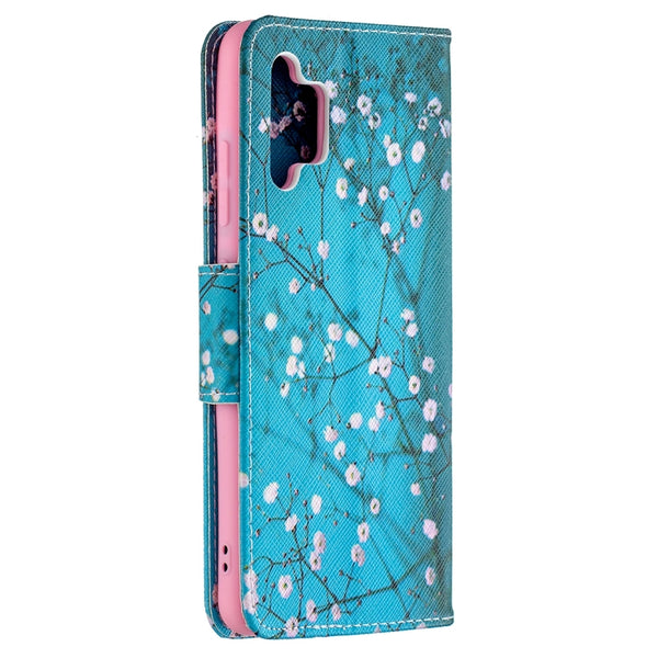 For Samsung Galaxy A32 4G Colored Drawing Pattern Horizontal Flip Leather Case with...(Plum Blossom)