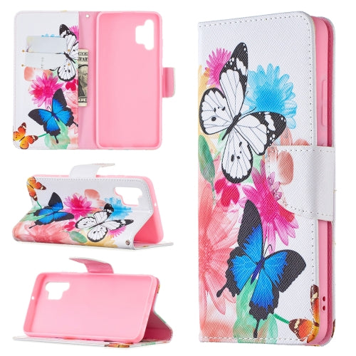 For Samsung Galaxy A32 4G Colored Drawing Pattern Horizontal Flip Leather Case with Ho...(Butterfly)