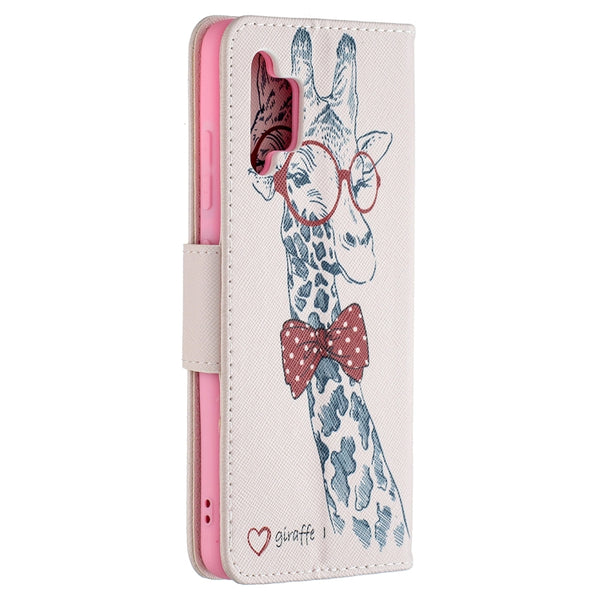 For Samsung Galaxy A32 4G Colored Drawing Pattern Horizontal Flip Leather Case with Hold...(Giraffe)