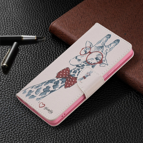 For Samsung Galaxy A32 4G Colored Drawing Pattern Horizontal Flip Leather Case with Hold...(Giraffe)