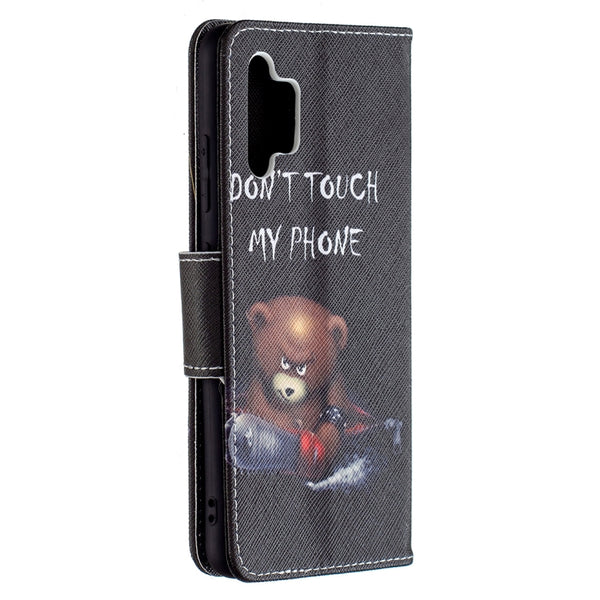 For Samsung Galaxy A32 4G Colored Drawing Pattern Horizontal Flip Leather Case with Holder ...(Bear)