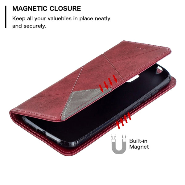 For Nokia C1 Plus Rhombus Texture Horizontal Flip Magnetic L