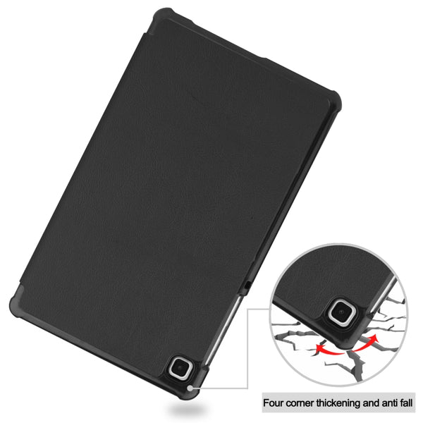 For Samsung Galaxy Tab A7 Lite T225 Custer Pattern Pure Color Horizontal Flip Leather Case...(Black)