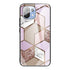 For Xiaomi Mi 11 Lite Abstract Marble Pattern Glass Protective Case(Rhombus Orange Purple)