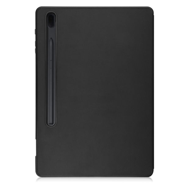 For Samsung Galaxy Tab S7 Lite T730 T735 Tab S7 FE T736 Pure Color Horizontal Flip TPU PU ...(Black)