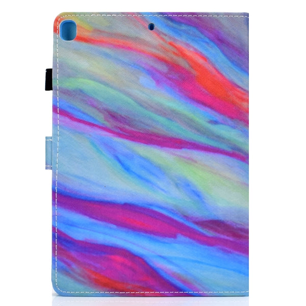 For iPad 10.2 2021 2020 2019 Colored Drawing Horizontal Flip Leather Case with H...(Colorful Marble)