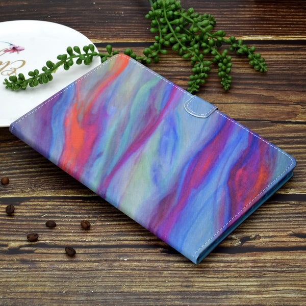 For iPad 10.2 2021 2020 2019 Colored Drawing Horizontal Flip Leather Case with H...(Colorful Marble)