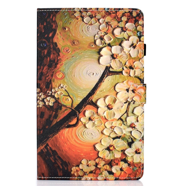 For iPad 10.2 2021 2020 2019 Colored Drawing Horizontal Flip Leather Case with Hold...(Plum Blossom)