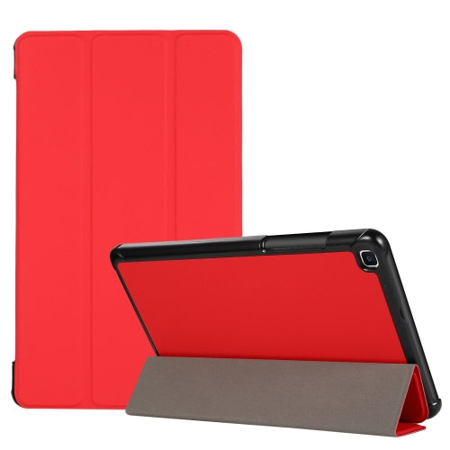 For Samsung Galaxy Tab A7 Lite 8.4 T220 225 3-folding Skin Texture Horizontal Flip TPU PU Le...(Red)