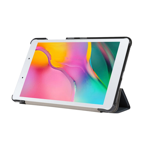 For Samsung Galaxy Tab A7 Lite 8.4 T220 225 3-folding Skin Texture Horizontal Flip TPU PU ...(Black)