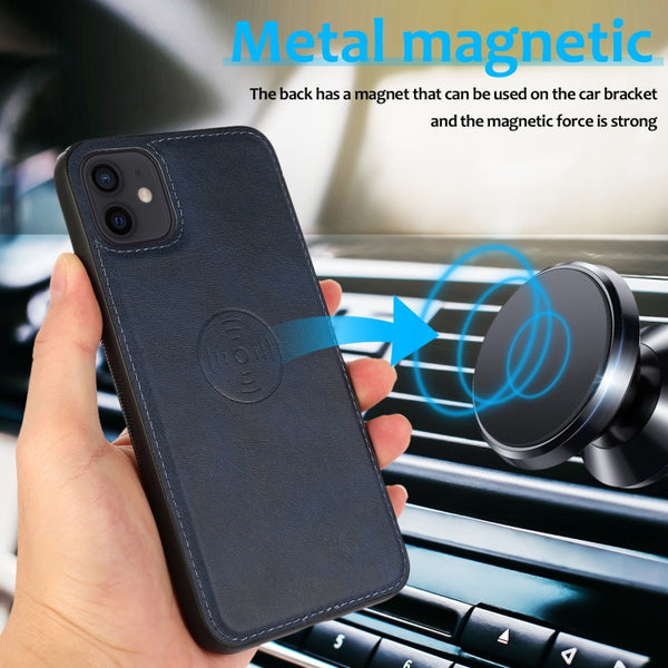 For iPhone 11 Calf Texture 2 in 1 Detachable Magnetic Back Cover Horizontal Flip Leather Ca...(Blue)