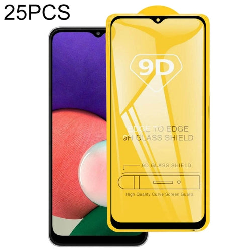 For Samsung Galaxy A22 5G 25 PCS 9D Full Glue Full Screen Tempered Glass Film