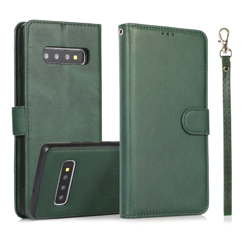 For Samsung Galaxy S10 Calf Texture 2 in 1 Detachable Magnetic Back Cover Horizontal Flip ...(Green)