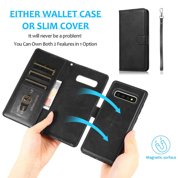 For Samsung Galaxy S10 Calf Texture 2 in 1 Detachable Magnetic Back Cover Horizontal Flip ...(Black)