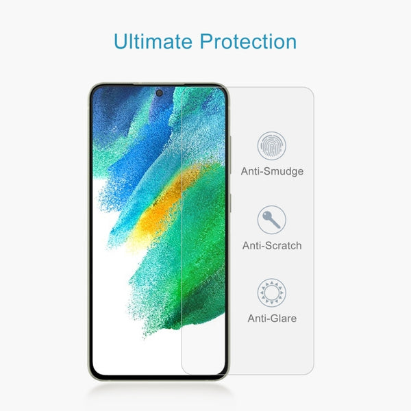 For Samsung Galaxy S21 FE 5G 10 PCS 0.26mm 9H 2.5D Tempered Glass Film, Fingerprint Unlocking Is ...