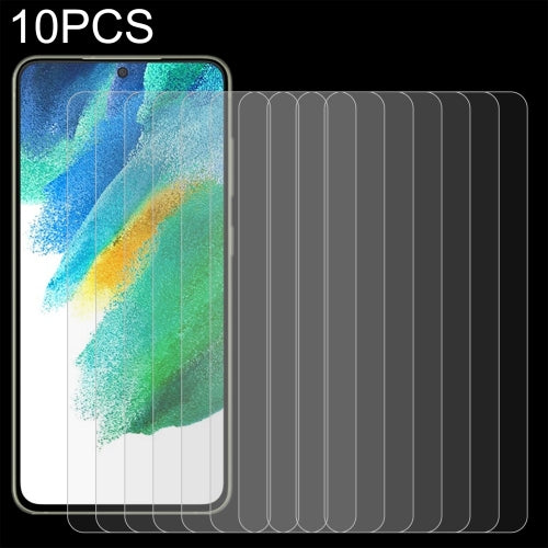 For Samsung Galaxy S21 FE 5G 10 PCS 0.26mm 9H 2.5D Tempered Glass Film, Fingerprint Unlocking Is ...