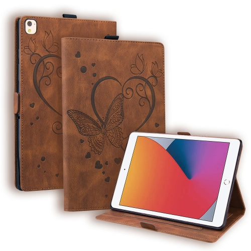 Love Butterfly Pattern For iPad 10.2 2021 2020 2019 Horizontal Flip Leather Case with Hold...(Brown)