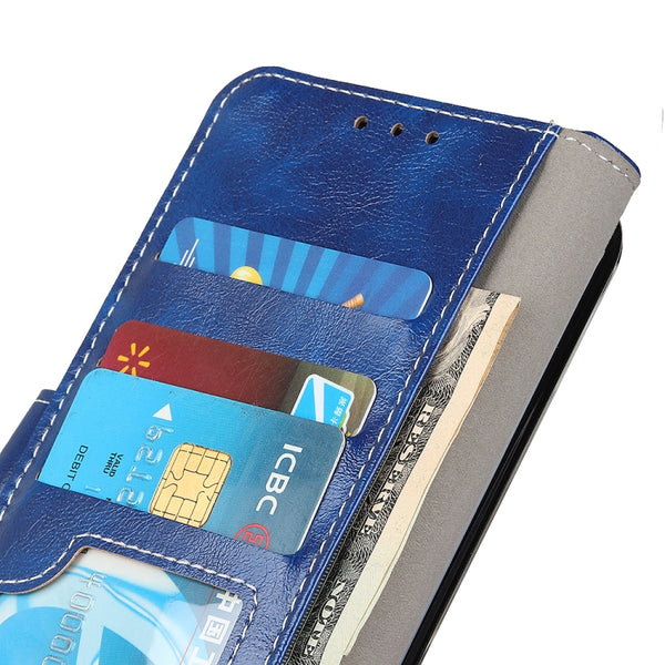For iPhone 13 mini Retro Crazy Horse Texture Horizontal Flip Leather Case with Holder & Car...(Blue)